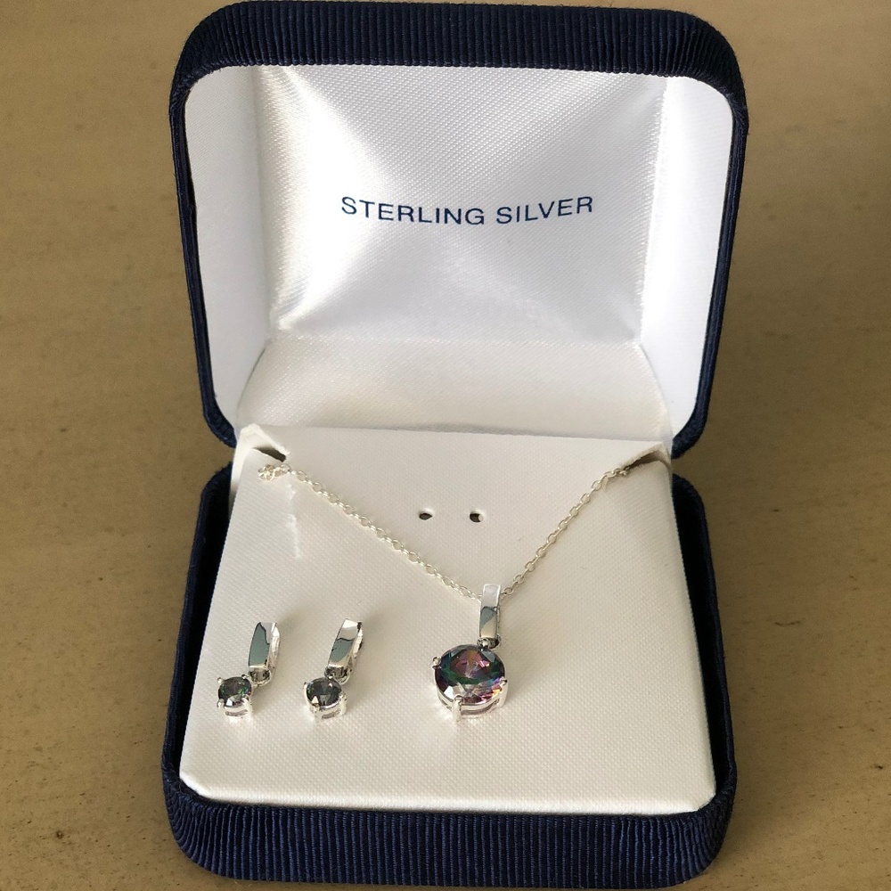 Sterling Silver Necklace and Drop Earrings